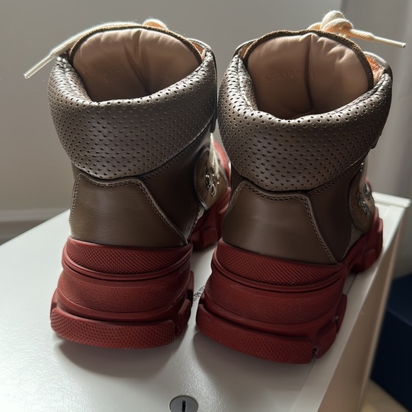 Gucci Flashtrek Hiking Boots Leather and Canvas Brown - Picture 4 of 5